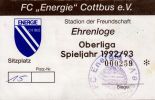 Ehrenkarte - Saison 1992/93 - Sitzplatz