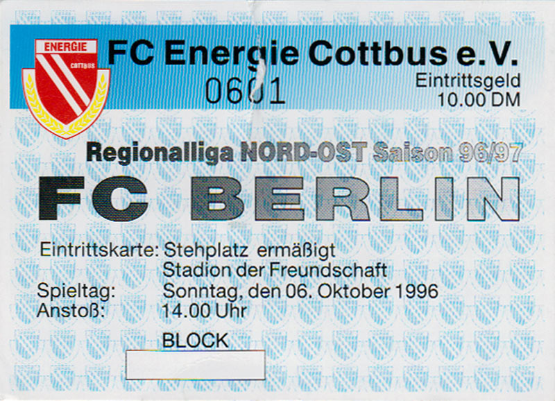 Energie Cottbus Programm 1996/97 Chemnitzer FC 